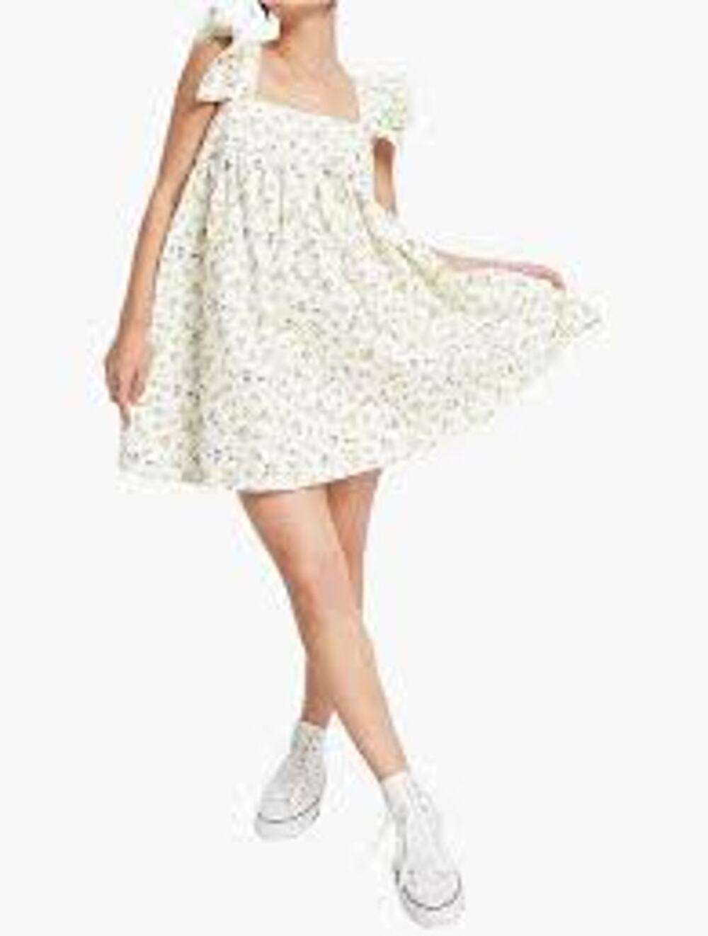 ASOS Babydoll Coquette Dress Denim Floral Ruffle Twee Women Denim Lolita 6